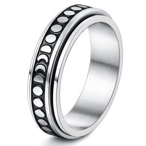 316L Stainless Steel Moon Phases Fidget Anxiety Stress Relieving Spin Ring